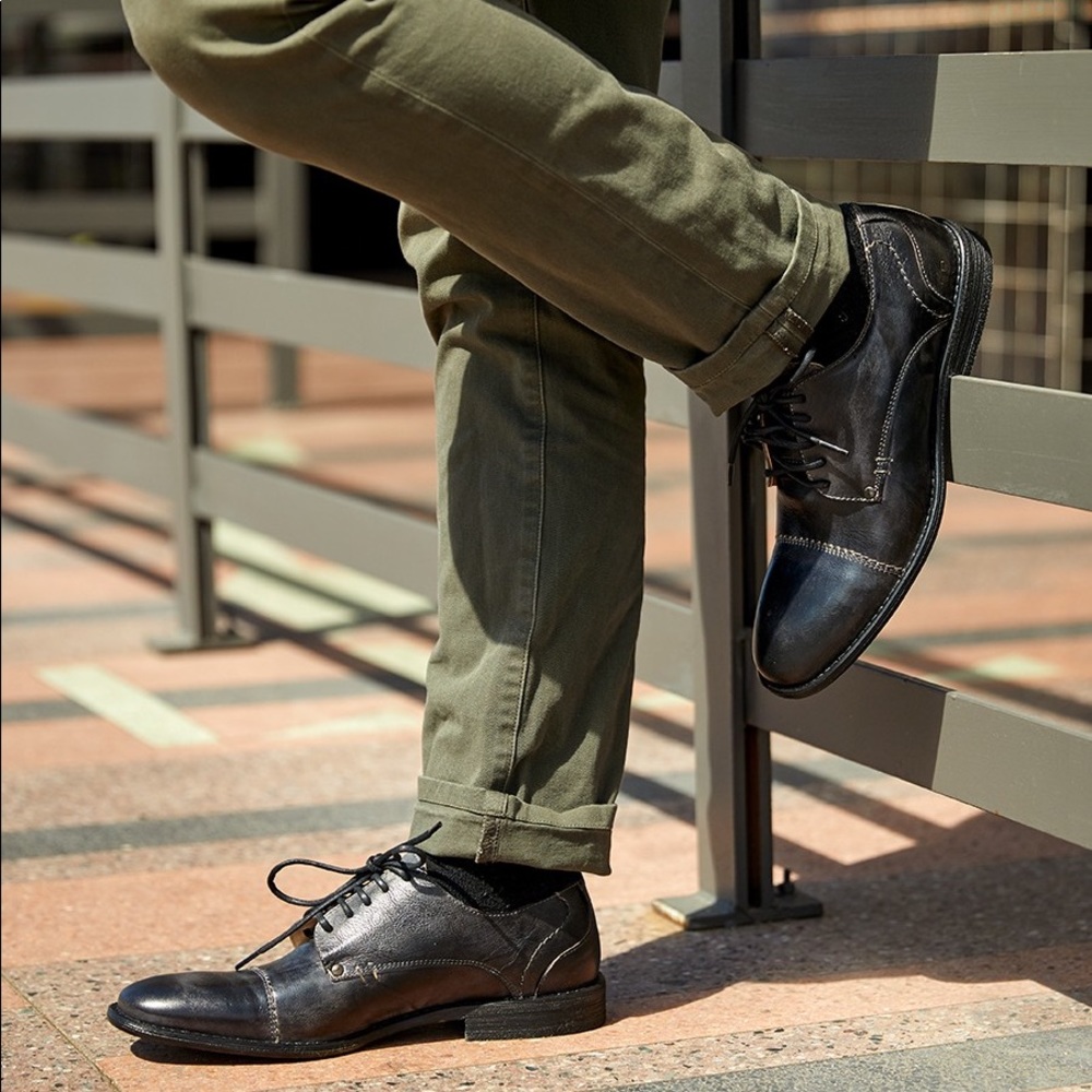 Bed Stu Blue Black Leather Oxfords